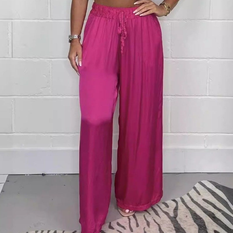 Women's Summer Fashion Matte Satin Casual Pants