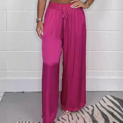 Women's Summer Fashion Matte Satin Casual Pants