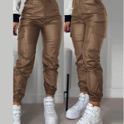 Women's Fashionable Sexy PU Casual Pants