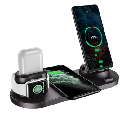 Wireless  Fast Charger For iPhone, Watch and Air Pods, 6 In 1 Charging Dock Station