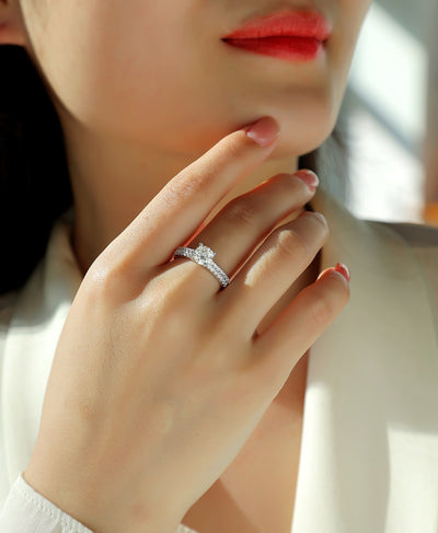 Luxury Fashion Set Moissanite Silver Rings