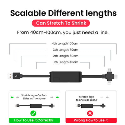 4 In 1 Retractable USB Multiphone Charging Cable