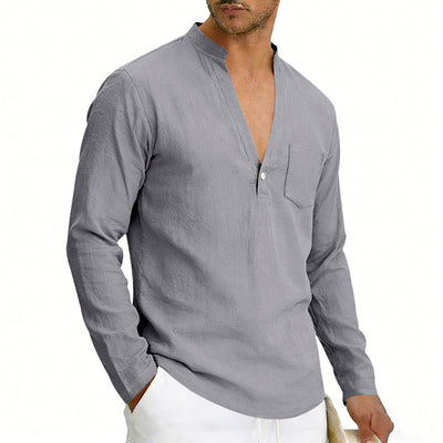 SpringAutumn Loose Linen Men's Casual Breathable Long-Sleeve