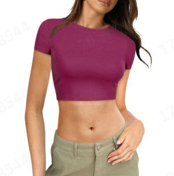 Womens Midriff-baring T-Shirt, Sassy Summer Pullover Top