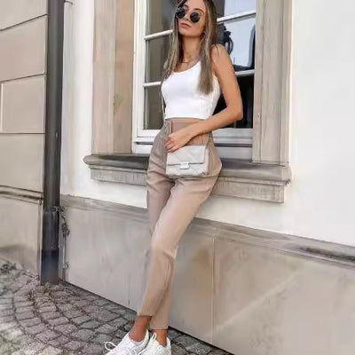 Womens Wholesale New Style High-Waist Casual Trousers
