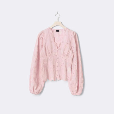 Lace-trimmed Casual Solid-color Women's Shirt