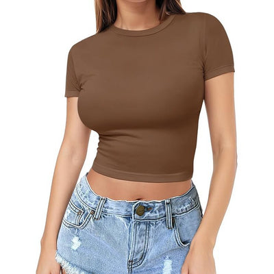 Womens Midriff-baring T-Shirt, Sassy Summer Pullover Top