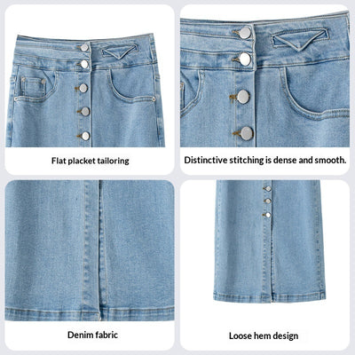 Single-breasted Denim Skirt For Women