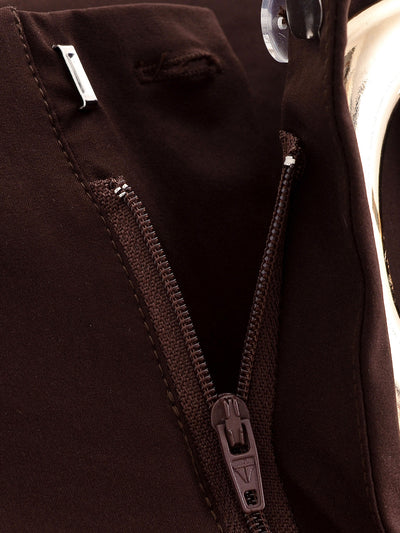 Chocolate Brown High-Waisted Wide-Leg Trousers With Belt