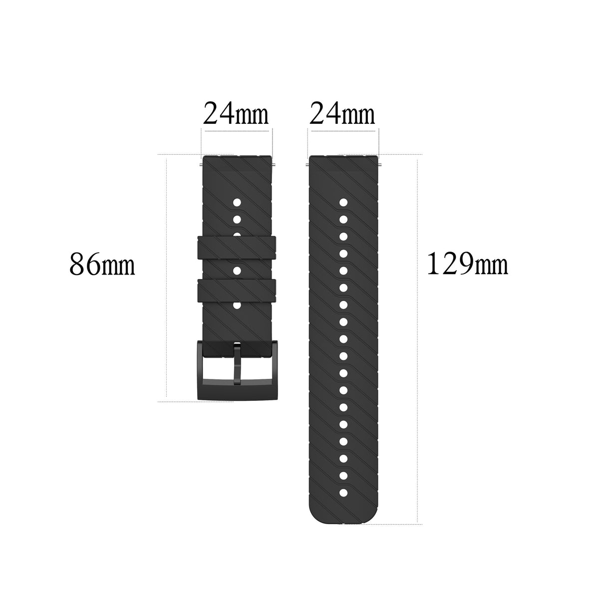 24mm Lightning-Stripe Silicone Watch Strap