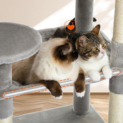 Cat Climbing Nest With Integrated Non-covered Plus-sized Cat Hammock-Stable And Durable