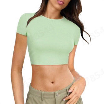 Womens Midriff-baring T-Shirt, Sassy Summer Pullover Top