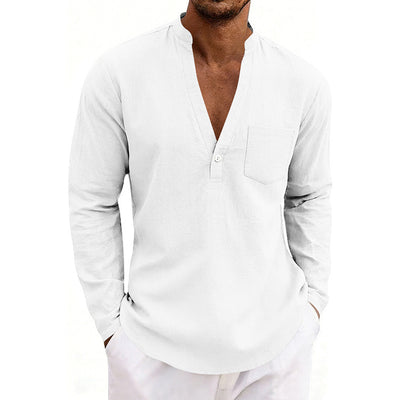 SpringAutumn Loose Linen Men's Casual Breathable Long-Sleeve