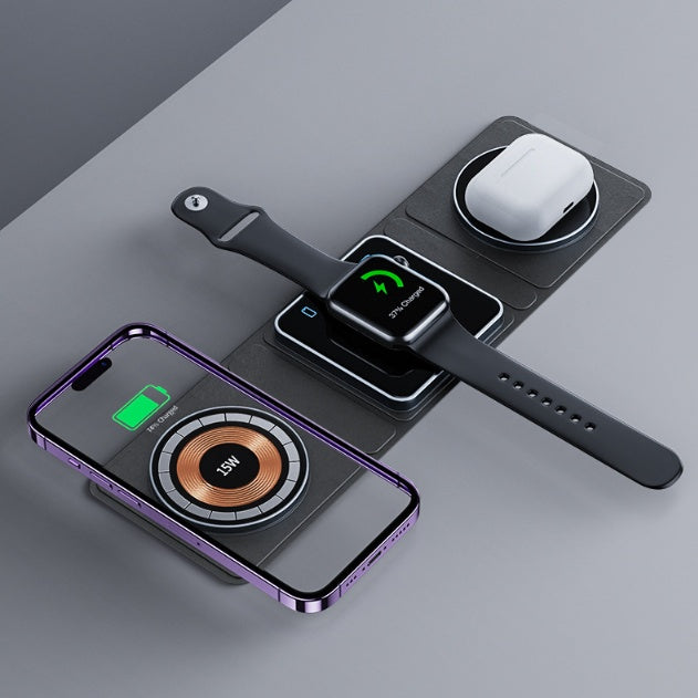 Folding Wireless Fast Charger Station For IPhone, IWatch And Airpods