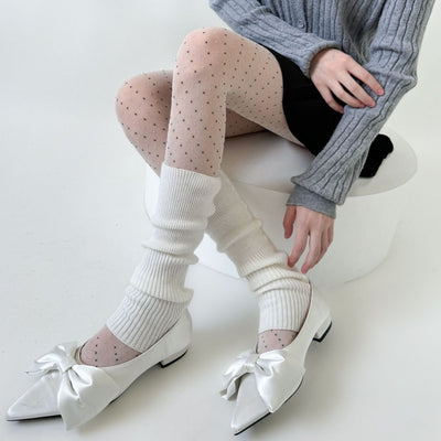 Spring And Autumn Sexy Lingge Summer Thin Color Dot Contrast Jacquard Silk Socks-Grey Pink Dot Base Socks