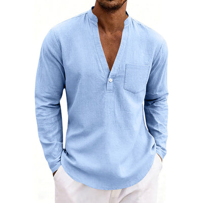 SpringAutumn Loose Linen Men's Casual Breathable Long-Sleeve