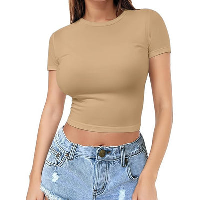 Womens Midriff-baring T-Shirt, Sassy Summer Pullover Top