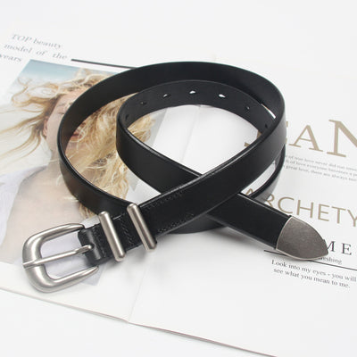 Korean Artistic Youth Silver Buckle Womens Slender Waist