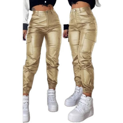 Women's Fashionable Sexy PU Casual Pants