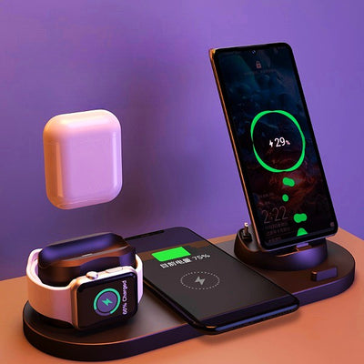 Wireless  Fast Charger For iPhone, Watch and Air Pods, 6 In 1 Charging Dock Station