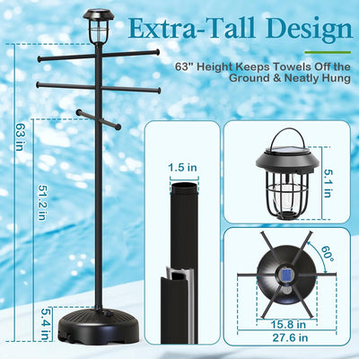 Solar Powered Poolside Towel Rack