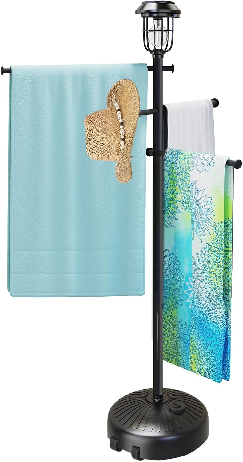 Solar Powered Poolside Towel Rack